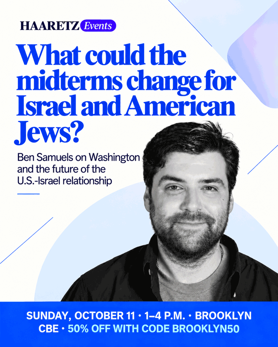 haaretzcom's tweet photo. Join Haaretz at Congregation Beth Elohim in Brooklyn this Sunday, October 11, at 1 p.m. for an afternoon of live conversation on Israel, the U.S. and the stories shaping both. Get 50% off with code Brooklyn50

More information here: https://t.co/abORRWmtiI

@Bsamuels0 @gracekgilson @saidmehr_simone @ztnagham @Etanetan23 @rtimoner