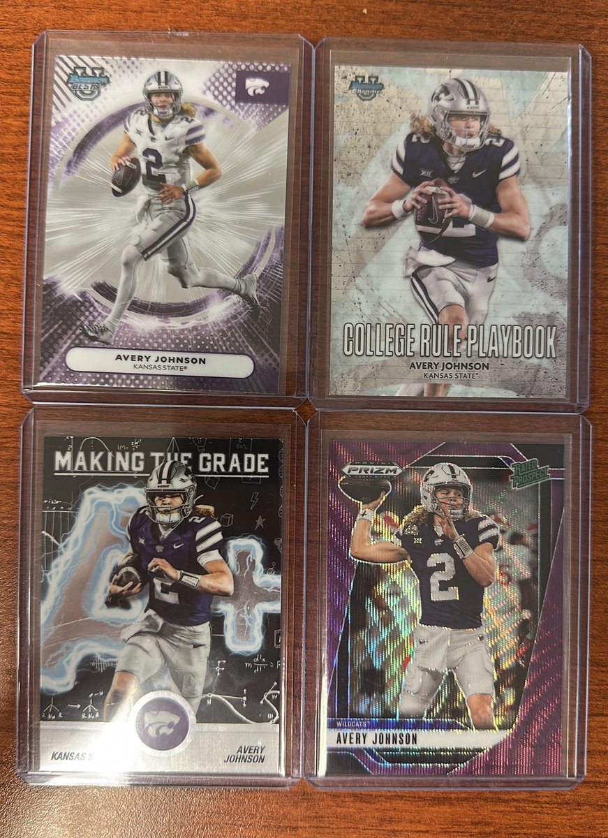 JimIsOnOne's tweet photo. Kstate card giveaway #5! This week we’re celebrating our Purple Prince Avery Johnson. To enter, repost this tweet + reply with a prediction of how many pass yds Avery has vs UH. I will pick one random winner. If someone guesses the yards exactly, they will win a bonus auto card! https://t.co/tmBwDQf05Y