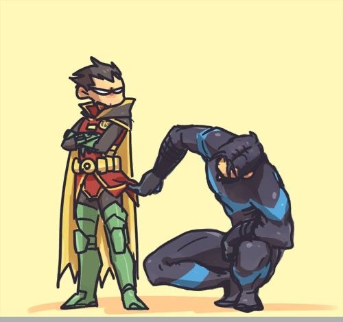 wavebatt's tweet photo. Nightwing doing the big brother duties https://t.co/ZJGmKSnWEv