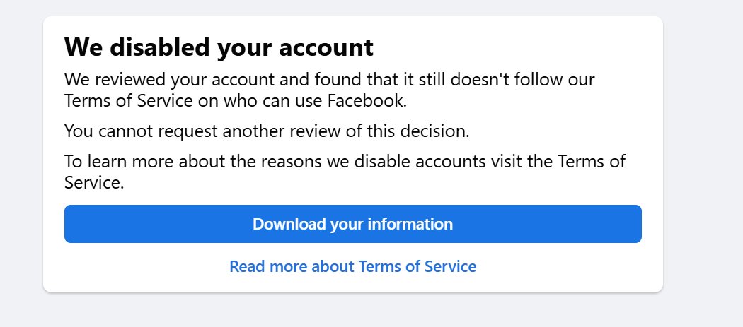 ChrystiaC's tweet photo. @MetaNewsroom My 16 year old acct permanently disabled after reporting Russian bot dogpile targeting post criticizing Ovechkin by @hasek_dominik. Auto appeal rejected instantly. @Meta needs human review, data & access restoration. #FBDisabledMe #MetaSupport #Hacked https://t.co/rXLMvVcAve