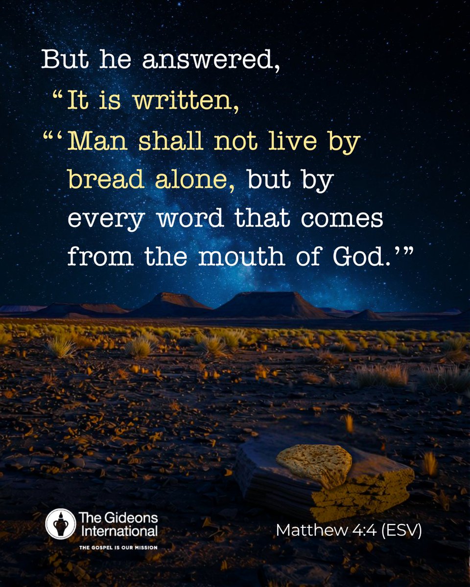 thegideons's tweet photo. "Man shall not live by bread alone, but by every word that comes from the mouth of God." Let His truth nourish your spirit today.
#verseoftheday #thegideons #truth https://t.co/JztF1yYhF1