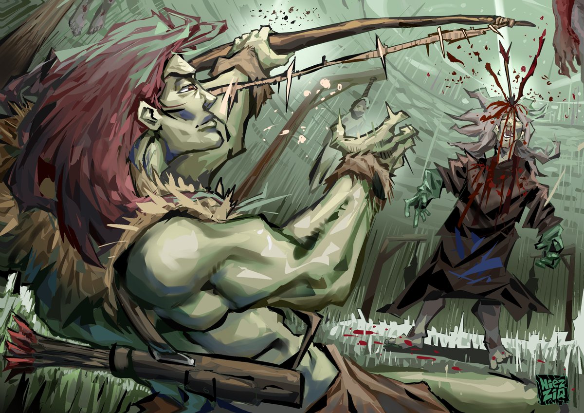 NiezziQ_draws's tweet photo. Fear and hunger: "D*ing in the dungeons #23 - Outlander"

"So.. you're approaching me, magician?"

#funger #fearandhunger #horrorart #fanart https://t.co/EbCZQM8wA6