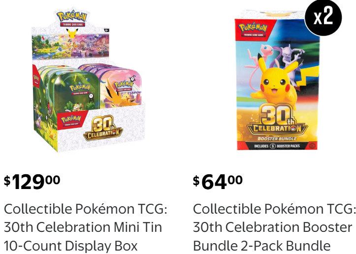 PokemonDealsTCG's tweet photo. ~10 Minute Warning: 30th Celebration Booster Bundles for $32 Each and More Included in Today's Drawings (Live Soon)

Enter All Drawings at 9AM PT
➡️https://t.co/nX0lRnaqhT

All Pokemon TCG at Walmart
https://t.co/T7FA2aDGDr

As usual, expect just 1 hour to enter! Both Prismatic ETB and 30th ETB were yesterday - results should continue coming out for those drawings today.

Other FAQ:
Yes, you have to enter for each item separately once the drawing is live. Yes, you can enter for all items and that will not affect your odds as you can potentially win multiple. You can only increase quantity requested as you are submitting your entry - after you submit it, you can't change it.

If you have any issues entering, save your payment and shipping info as Preferred / Default in your Walmart account settings. If you still have issues entering when it's live, copy / paste the drawing link into an incognito / private browser, log in, and try entering that way.

If you can't find the drawing page, just look up Pokemon TCG or use this search link and click where it says "Limited Time Drawing" (Search Link: https://t.co/T7FA2aDGDr)

#Pokemon #AD