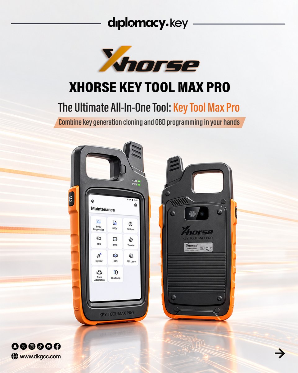 diplomacykey's tweet photo. The ultimate all-in-one tool in your hands⚡️
Upgrade your toolkit with the original Xhorse Key Tool Max Pro, combining key generation, cloning, and direct OBD programming in one device❗️
🌐 https://t.co/zZFDEKbfSo
#DiplomacyKey #Xhorse #KeyToolMaxPro #KeyProgramming #uae https://t.co/b1bRztna8u