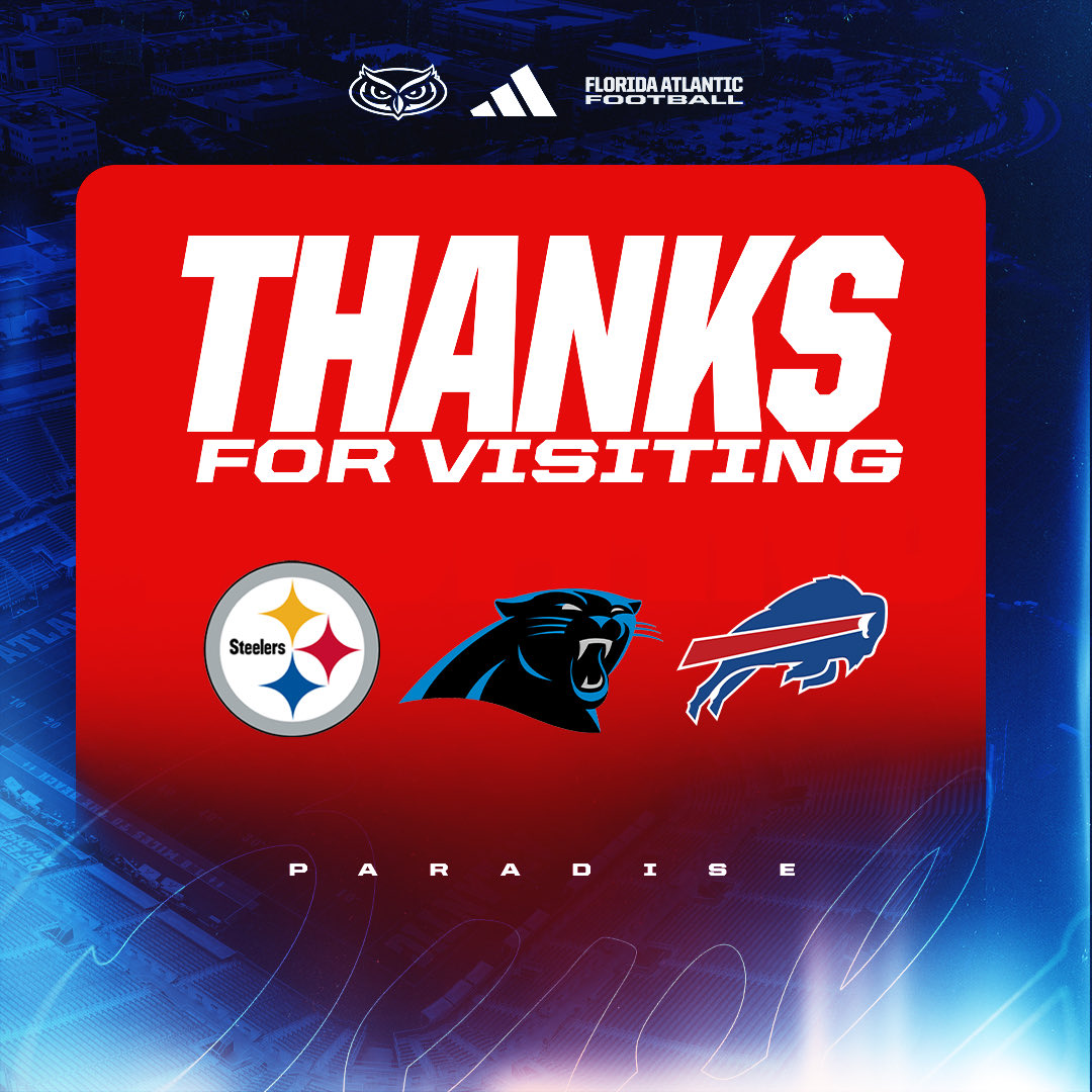 FAUFootball's tweet photo. Thanks for visiting Paradise🔥 @steelers @Panthers @BuffaloBills 

#WIP🏝️ https://t.co/0L7bxutyTF