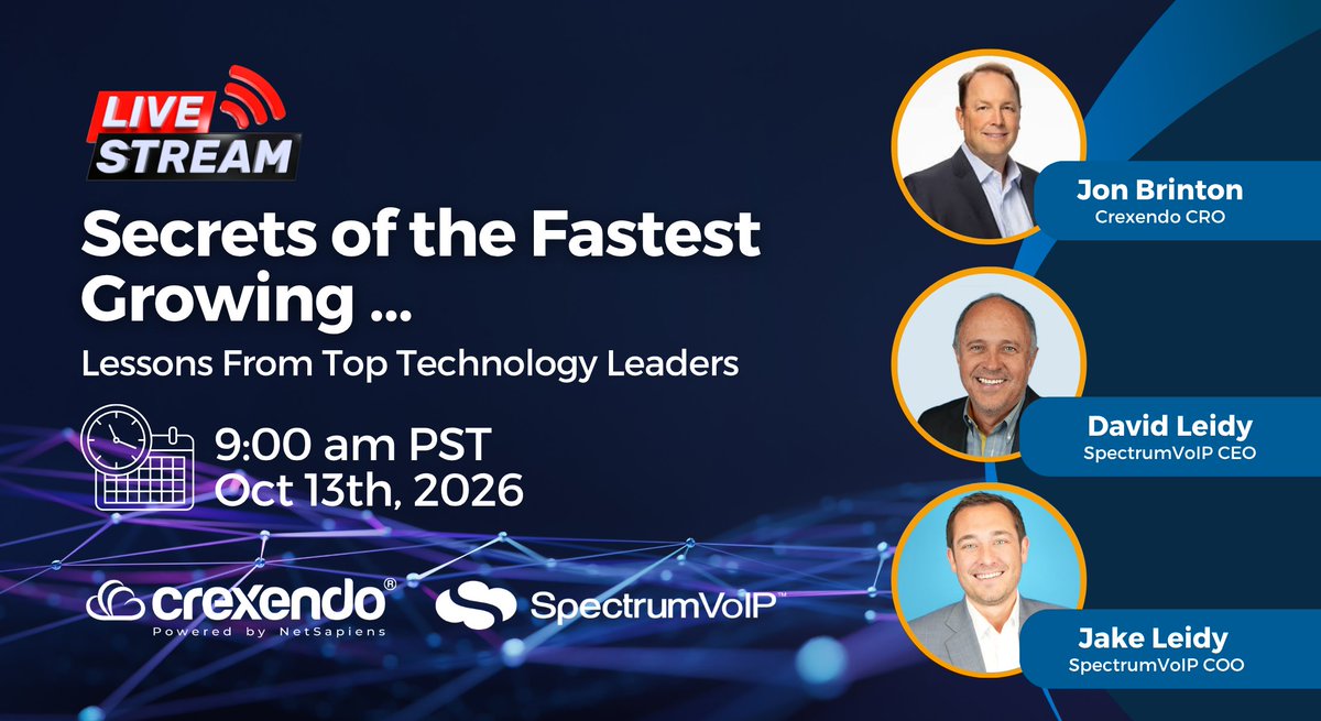 netsapiens's tweet photo. On October 13, Dave Leidy and Jake Leidy join Jon Brinton live to discuss what’s worked, what they’ve learned, and what they see coming next in #cloudcommunications.

🎙️ Tune in to the next episode: https://t.co/xJv3g5p16L

#Crexendo #PoweredByNetSapiens $CXDO https://t.co/sOBqA6ybG6