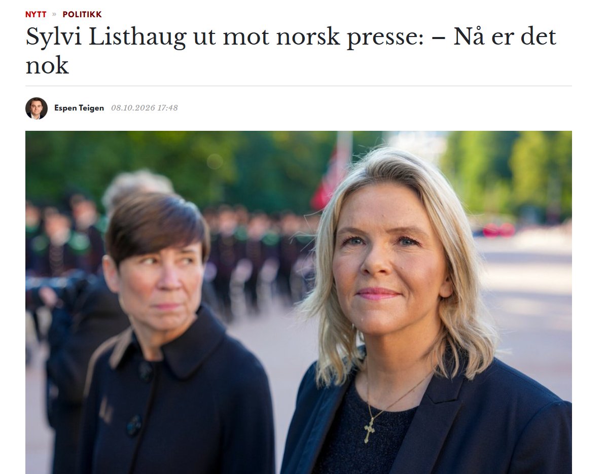 DocumentNo's tweet photo. Er du enig med Listhaugs kritikk av norsk presse? https://t.co/4TZ7erYf0g https://t.co/nEiEPaYN3A