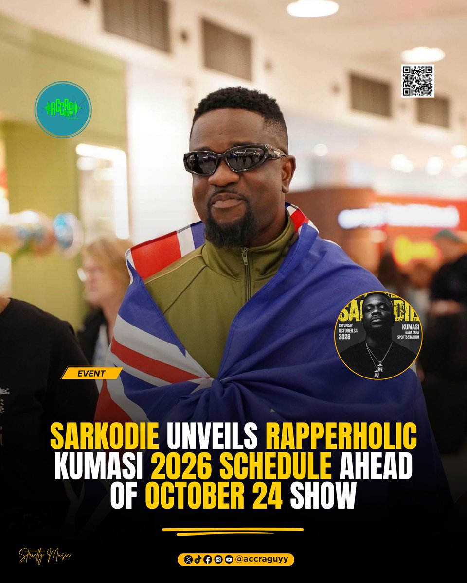 AccraGuyy's tweet photo. SARKODIE UNVEILS RAPPERHOLIC KUMASI 2026 SCHEDULE AHEAD OF OCTOBER 24 SHOW.🔥 https://t.co/sdJqTL5QnB