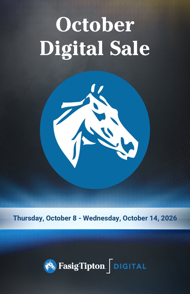 FasigTiptonCo's tweet photo. 🌐 Fasig-Tipton has released its catalogue for the October Digital Sale, which may be viewed online at https://t.co/skXUYveWzg. Bidding is now open and will close over two days, October 13 &amp; 14, beginning at 12 PM ET each day. Read more at https://t.co/WfuE45LpPl https://t.co/ctUwVd5Uq0
