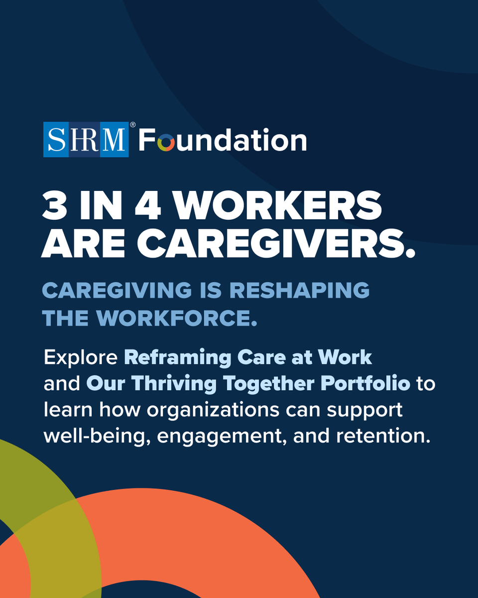 SHRM's tweet photo. Big news: the SHRM Foundation has been awarded a landmark grant to Reframe Care at Work.

Read the full press release to learn more about the impact: https://t.co/uNHHa4PDNc

#CaregivingAtWork #HRLeadership #SHRMFoundation https://t.co/GhvrfQu4By