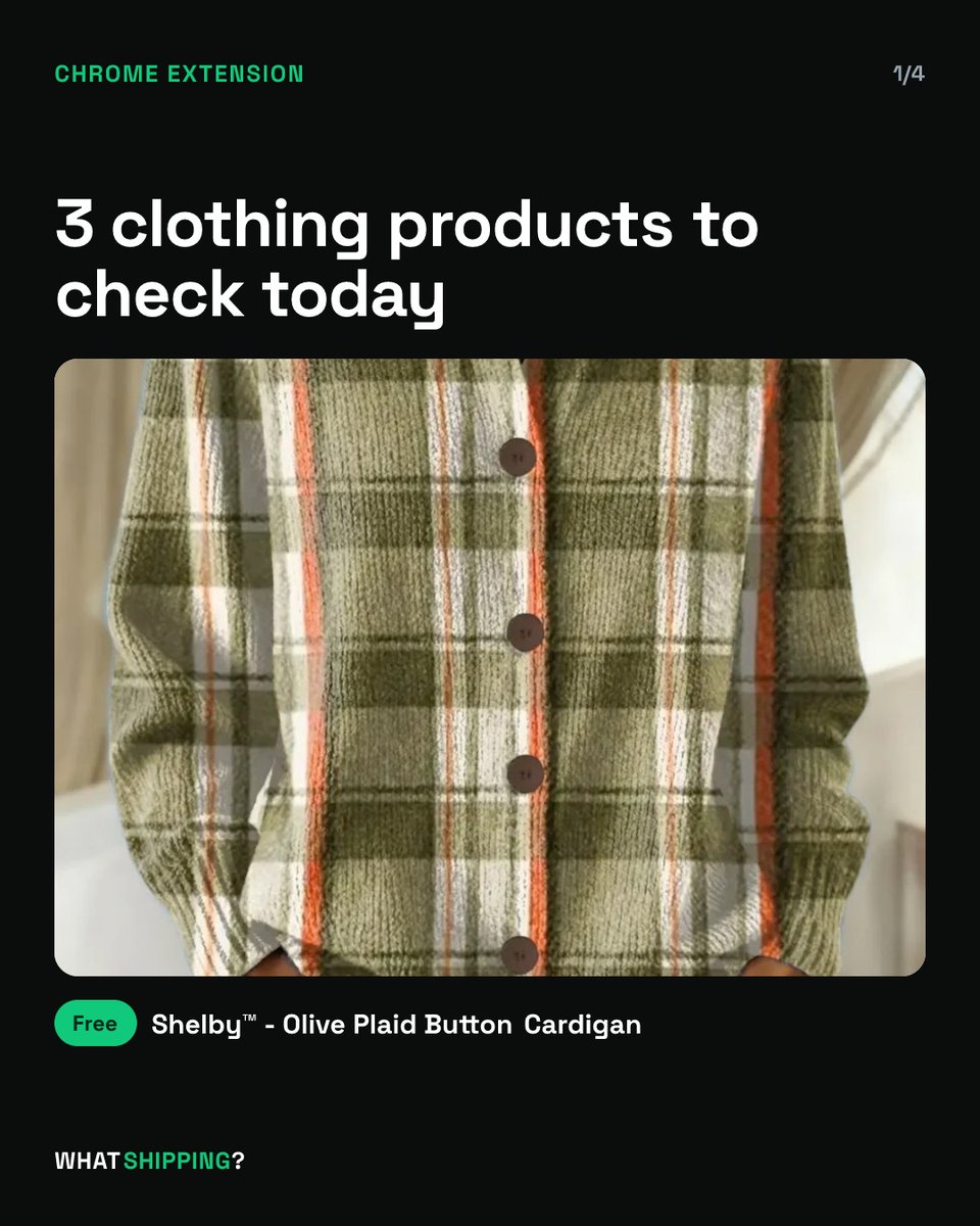 WHATShipping's tweet photo. 3 women's clothing products lead today's Shopify product list.

The free Chrome extension shows any Shopify store's best sellers. Would you check these 3 products before listing one? https://t.co/iaIoFGMeo2