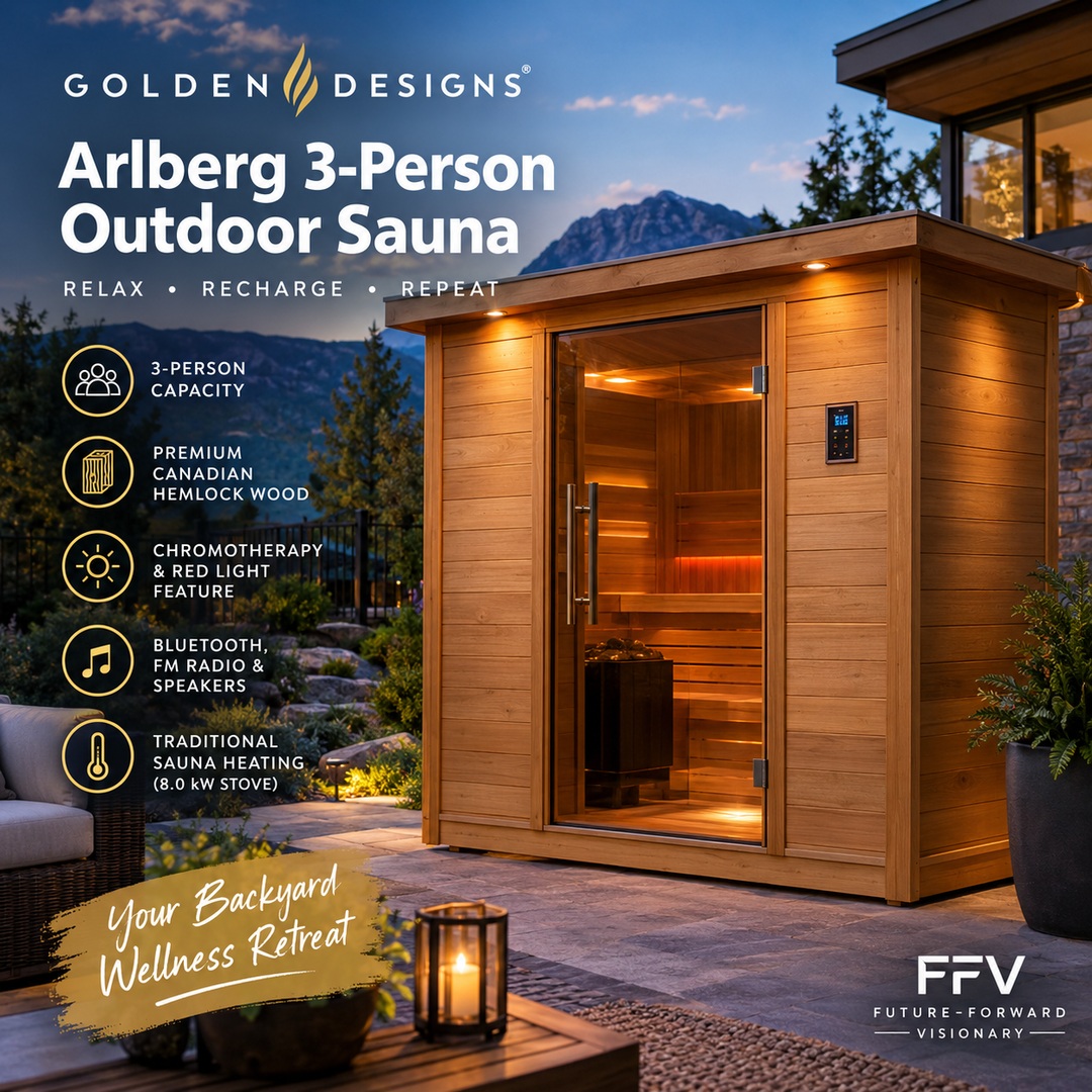 ScottRButler's tweet photo. Your backyard wellness retreat. Bring traditional sauna relaxation home with the Golden Designs Arlberg 3-Person Outdoor Sauna. https://t.co/7gUrnrvlpq #OutdoorSauna https://t.co/SiGcw3vmXy