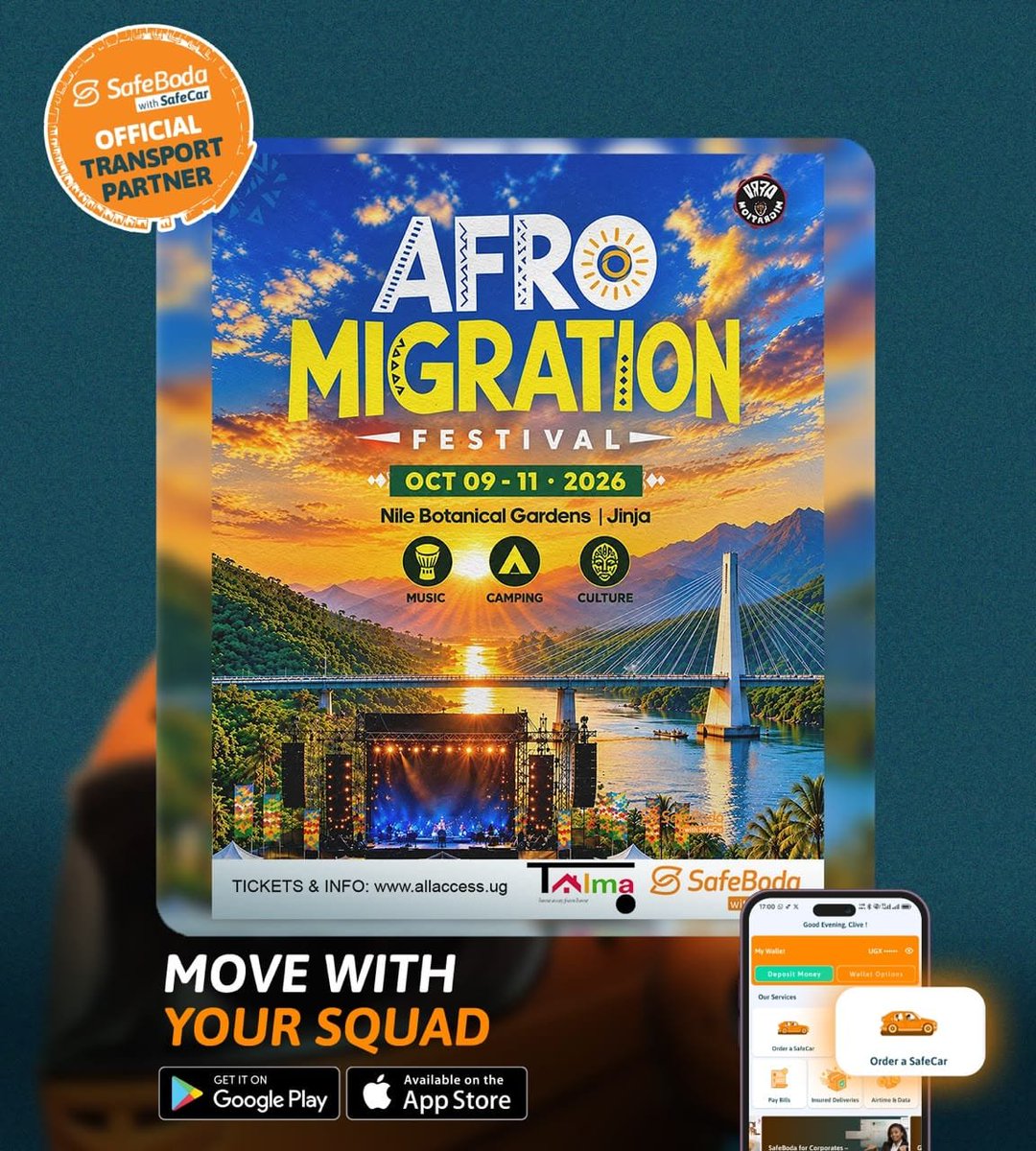 Lilfairypeachy's tweet photo. It all begins tomorrow. Three days of music, art, fashion, food, and riverside camping at the Afro Migration Festival, Nile Botanical Gardens, Jinja. Secure your spot at https://t.co/tFN9bYPaaa. Powered by @SafeBoda and @TalmaEvents.
#Afromigrationfestival https://t.co/UY5jEZiSCg