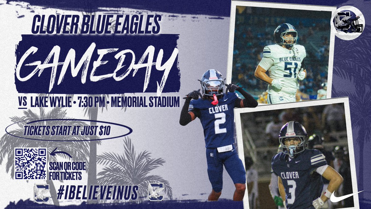 Clover_Football's tweet photo. 🏈 BLUE EAGLE NATION… IT’S RIVALRY TIME! 🦅

Come out to Clover Memorial Stadium tomorrow night as your Clover Blue Eagles take on the Lake Wylie Chargers in the inaugural rivalry matchup! Let’s pack the stadium and remind the Chargers what Blue Eagle Nation is all about! https://t.co/ge1LHaAyjY