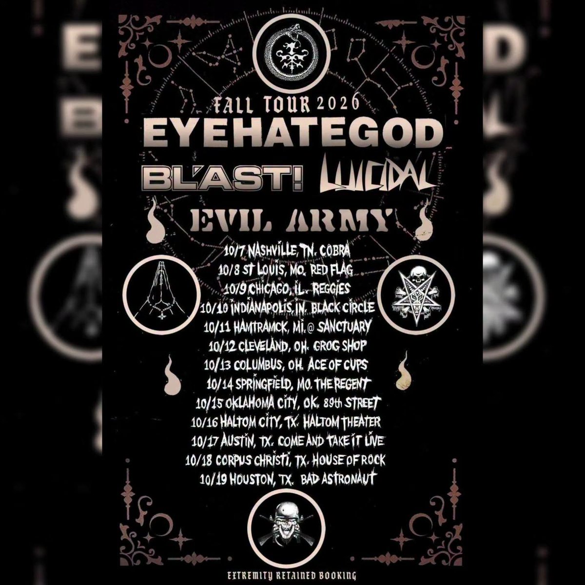 hellshead666's tweet photo. 💥 EVIL ARMY now on tour with Eyehategod, Bl’ast! and Luicidal, the OGs of Suicidal Tendencies.

🪖 The special 20th anniversary tour edition of their self-titled full-length is available for PRE-ORDER now from the Hells Headbangers shop and ships Friday, October 16th. https://t.co/goSHQftgfb