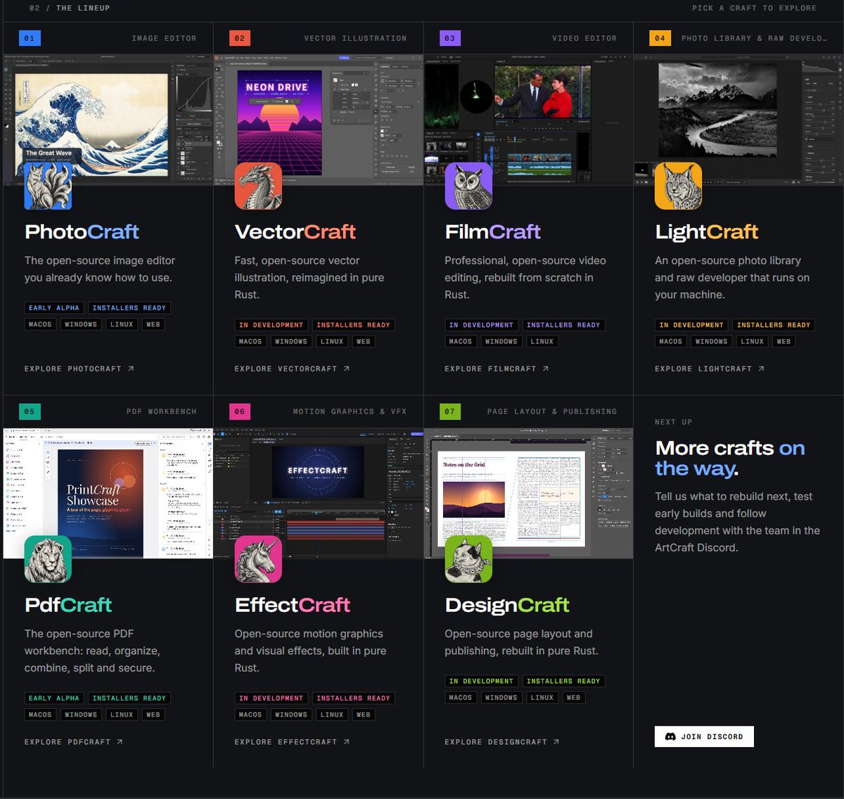 chasmmmmmmmmmmm's tweet photo. THE FULL ADOBE SUITE HAS BEEN REWRITTEN IN RUST AND FULLY OPEN SOURCED 🚨

Brandon Thomas, the founder/CEO of ArtCraft has decompiled and rewritten almost every Adobe app and has now released them for FREE.

How long until AI companies shut down the ability to do this? https://t.co/ryjxRZie5d