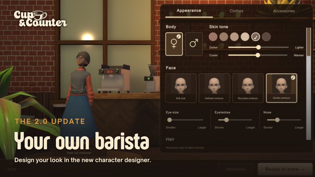 LittleBigByte's tweet photo. Design your own barista in the new character designer.
#CupAndCounter #cozygames https://t.co/0FIkKWjwlA