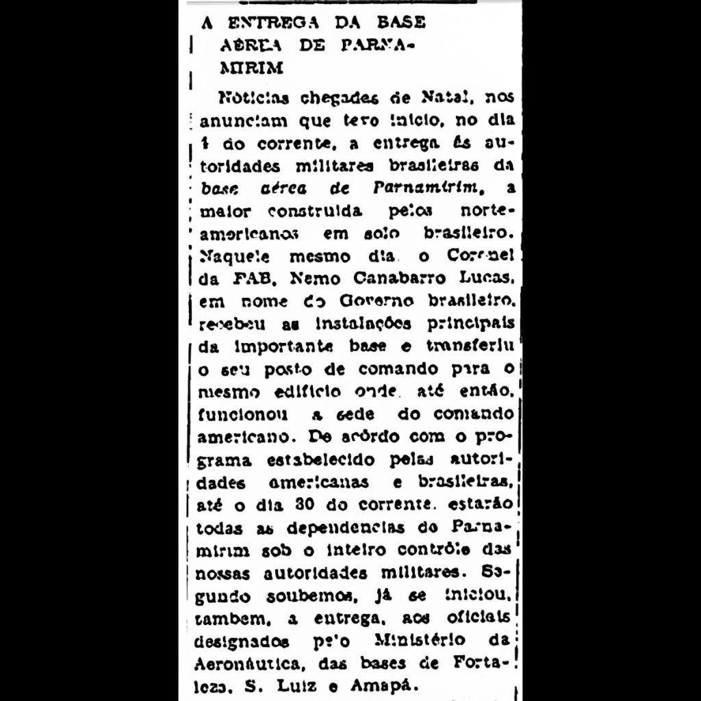 sentandoapua's tweet photo. Notícias da 2ª Guerra: 08OUT1946-A entrega da Base Aérea de Parnamirim https://t.co/4eOcOo5BxY
#OUT46 #JB #WWII #FAB #Parnamirim #entrega @exercitooficial @feb_brasil https://t.co/q9bt9geiT8