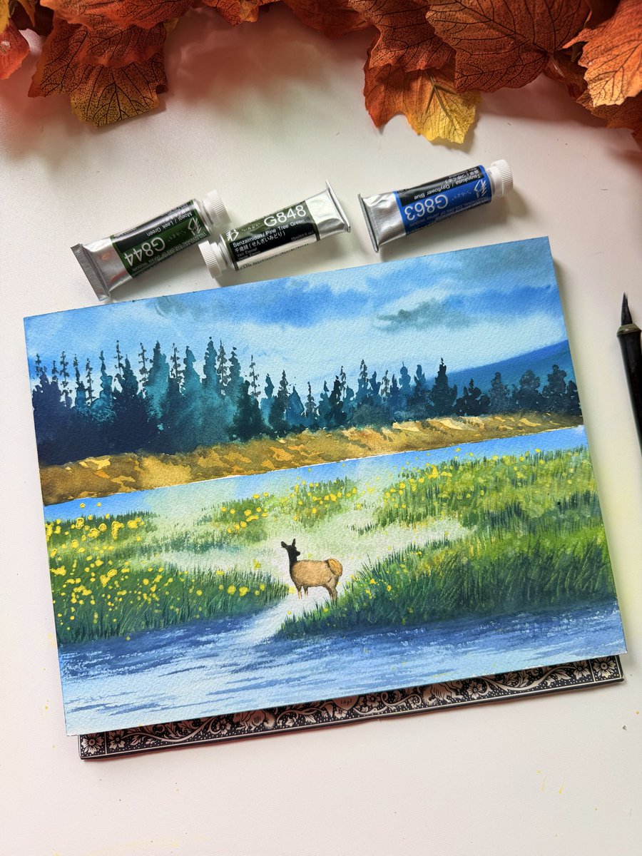 juiartserenity's tweet photo. A view from Yellowstone in my sketchpad 🍀🌿🍃
#yellowstone #watercolor #painting #artwork #artist #traditionalpainting https://t.co/AABIvc6jT2