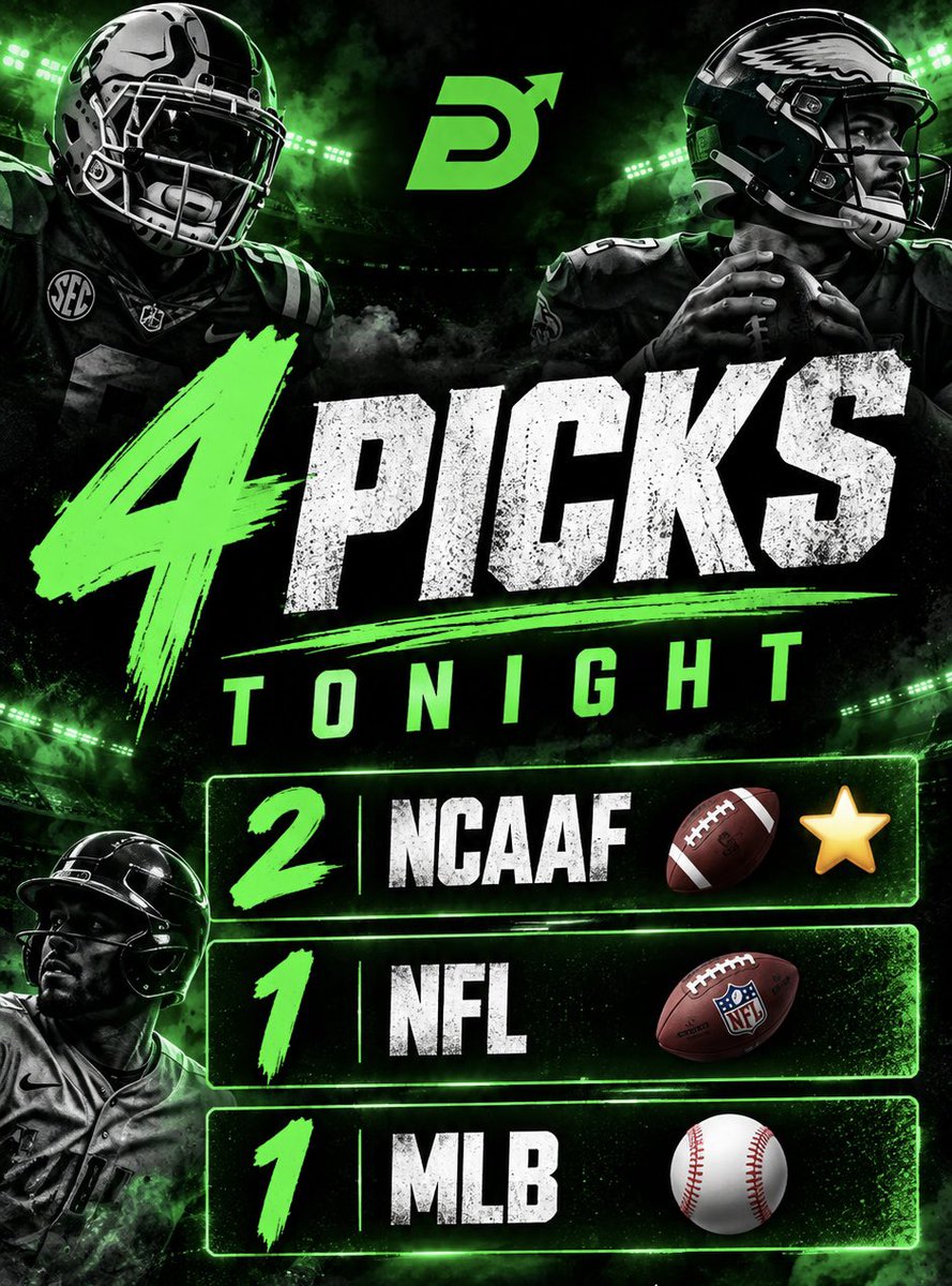 4 PICKS TONIGHT 

2 NCAAF 🏈⭐️
1 NFL 🏈
1 MLB ⚾️ 

ONE WEEK FREE TRIAL:

<https://t.co/TYgoAo5wpC>

After you checkout go to <https://t.co/9EL1KERsy3> to create