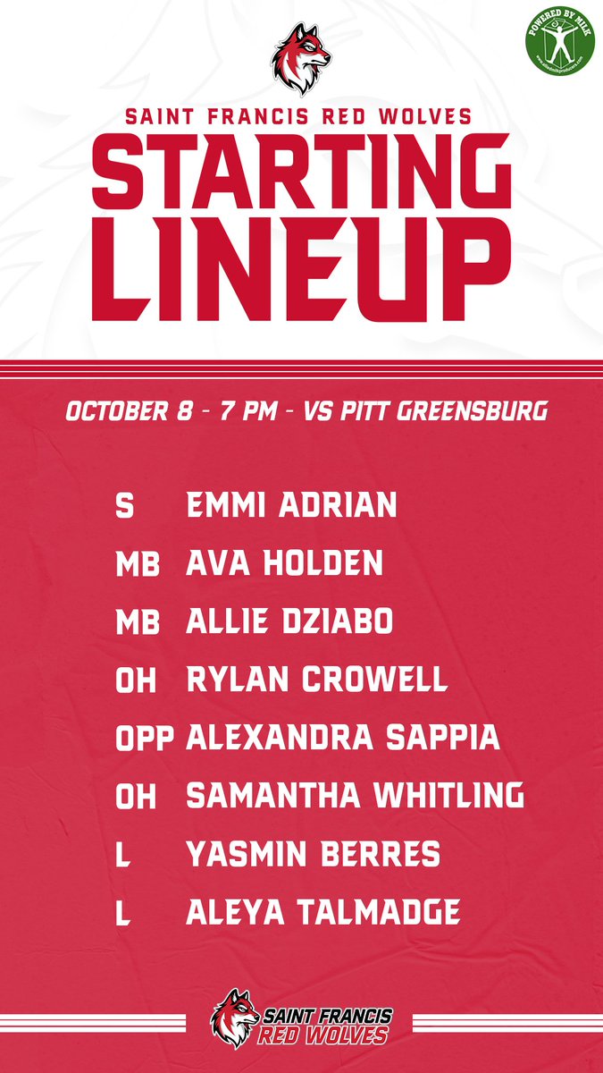 RedWolvesWVB's tweet photo. Starting 8. https://t.co/2DtSG7UWtN