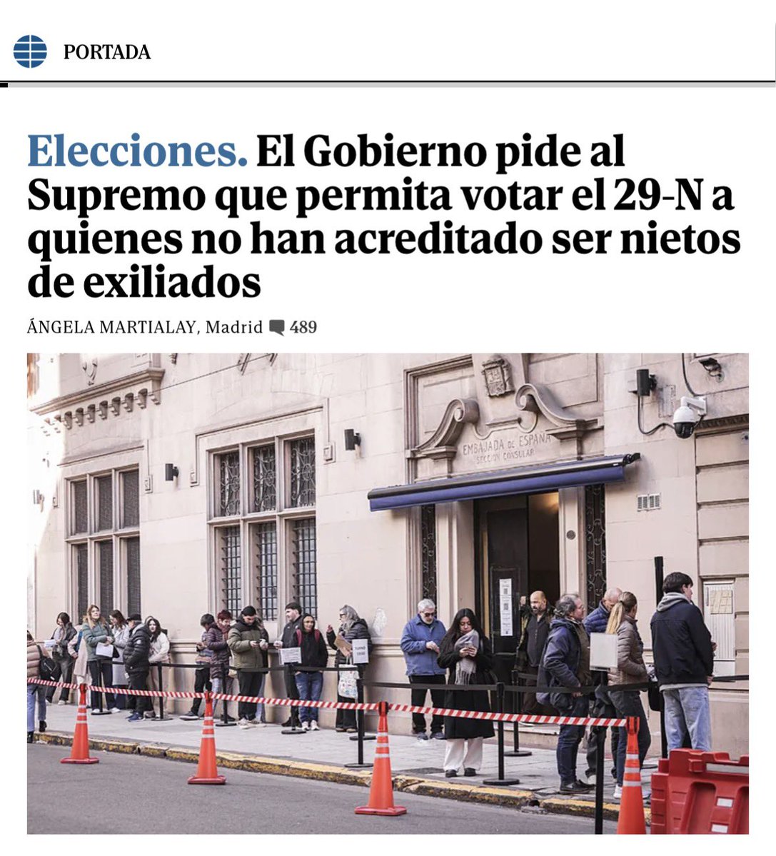 FloresJuberias's tweet photo. Sí: han leído bien: el Gobierno (a través de la Abogacía del Estado) exige que el 29N puedan votar aquellos a los que el Gobierno (a través de su red consular) nacionalizó al margen de la ley. 
¿Lo prefieran con menos palabras? El Gobierno, que repartió pasaportes ilegalmente, espera recibir votos también ilegalmente.