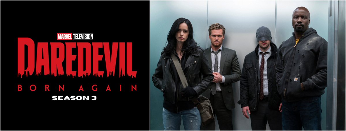 WarlingHD's tweet photo. Better description of the 'DAREDEVIL: BORN AGAIN' Season 3 trailer:

Jessica Jones, Luke Cage, and Danny Rand are getting official police badges. “Well, is no one gonna say it?” Jessica says after taking a swig from her flask. “There should be four badges.”

The new footage, focused mainly on Matt’s life behind bars. He’s wearing a new kind of suit these days that’s decidedly orange.

“I made a choice to pay for my so-called crimes for stopping a mad man from turning the city into his own persona kingdom,” Matt says, content to serve his sentence.

However, there’s still plenty of action. The teaser shows Matt tearing apart his orange jumpsuit and then emerging shirtless, wearing his makeshift Daredevil head wrap and cuffs. He then proceeds to beat the crap out of some of the inmates.

A quick flash of Fisk screaming his lungs out somewhere, as well as Wilson Bethel’s Benjamin “Dex” Poindexter now in his comic book-accurate dark Bullseye costume.