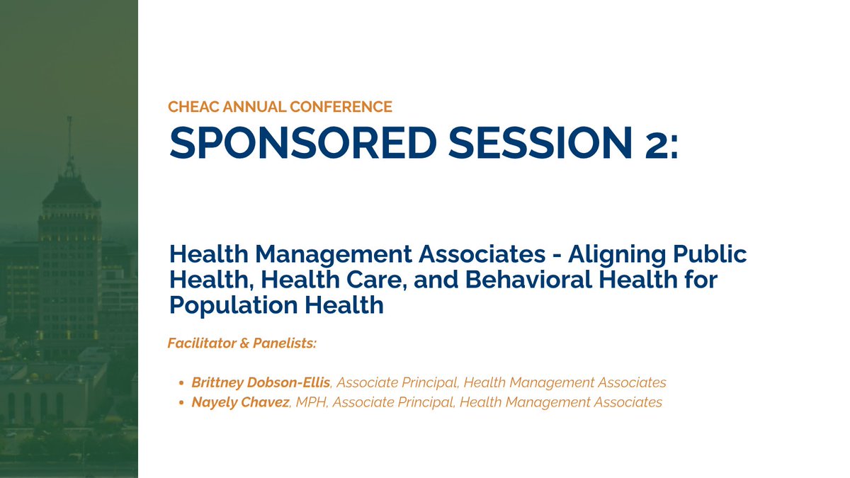 CHEAC's tweet photo. One more round of learning before we wrap up Day 2 at #CHEAC26!

Our final Sponsor Sessions explore how data, health information exchange &amp; cross-sector strategies can help local #PublicHealth better understand community needs, coordinate care &amp; strengthen health outcomes. https://t.co/w7MhKrLeWo