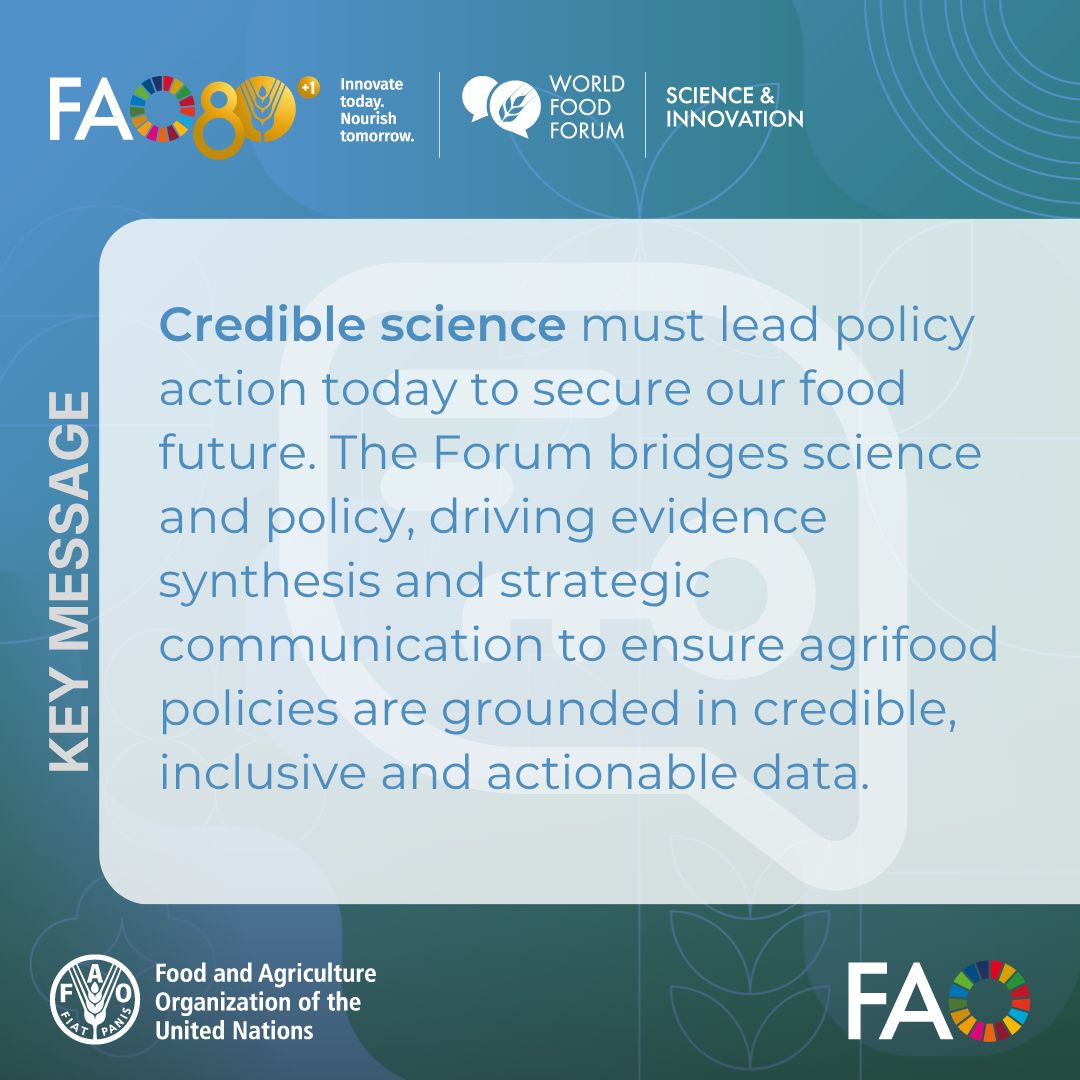 FAOScienceChief's tweet photo. Our food future depends on evidence-led action today.

#SIF2026 connects science and policy, turning credible evidence into actionable insights for more efficient, inclusive, resilient and sustainable agrifood systems.

📝 REGISTER NOW: https://t.co/8E9eu3PN70  

#EvidenceMatters https://t.co/p4HsZcehLw