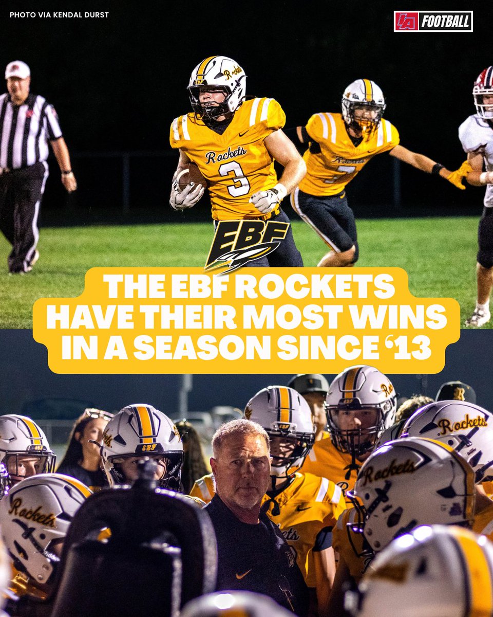 IAfootball_'s tweet photo. The Eddyville-Blakesburg-Fremont Rockets are off to a 6-1 start, which is their most wins in a season since 2013 🤯

Major props to Coach Whitehall and his EBF program, who now square off with power Regina Catholic this Friday night in a huge test 👀

📸 Kendal Durst

#IAfootball X #iahsfb
