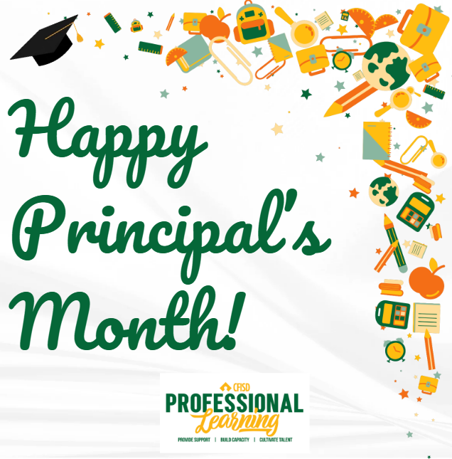 CyFairProfLearn's tweet photo. Happy #PrincipalsMonth! 

To our school leaders who guide, inspire, and show up for our students every day, Thank You. Your impact shapes the future! 🌟 https://t.co/U9zf0vS1rF