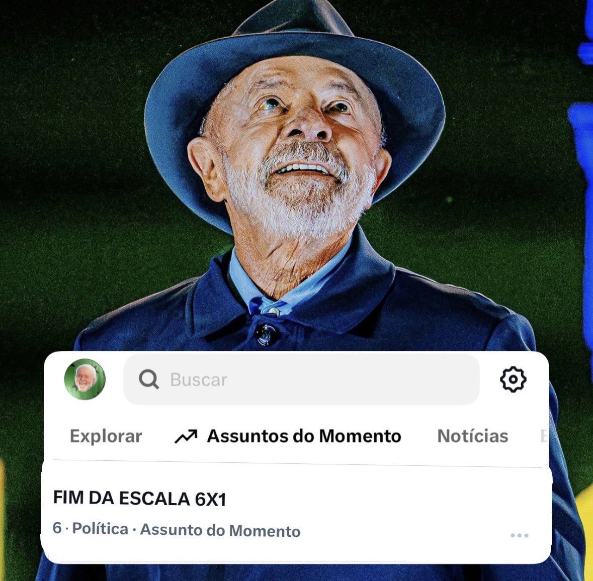 fandomscomlula's tweet photo. ESTAMOS NOS TREND TOPICS

QUERO AGORA 500 COMENTÁRIOS AQUI COM: FIM DA ESCALA 6X1

VAMOS FAZER BARULHO🔥 https://t.co/8JoQ08BKj0