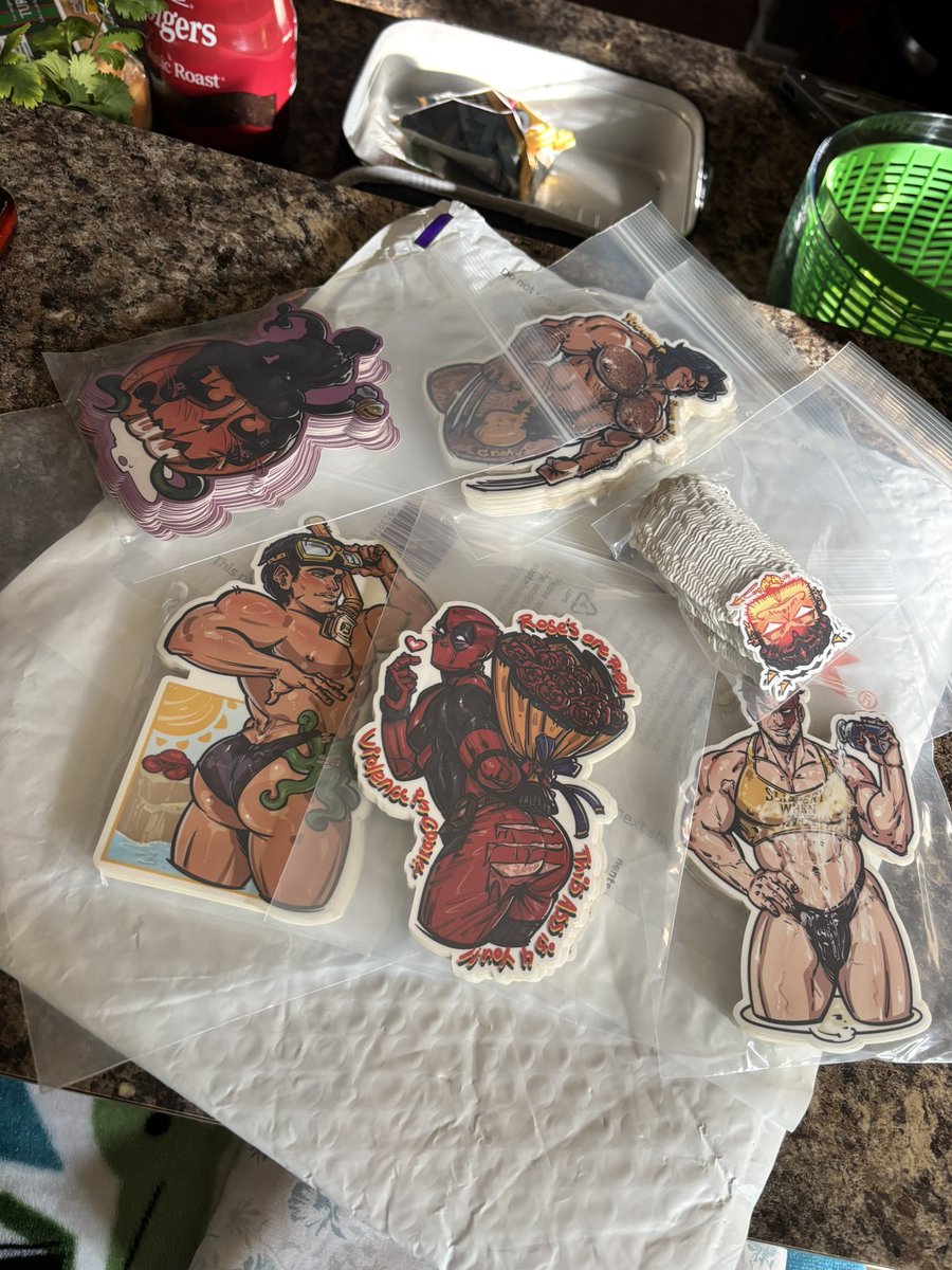 DaAntiBoo's tweet photo. Hello everyone! So I have the update on our stickers! They have finally made it! And look great! They are definitely large afff! I think due to the designs, but I’m definitely not gonna be a making anymore 4 inch stickers for a while. Maybe 3in to 3.5 is enough ����😭😂 https://t.co/bY7Eet4xPC