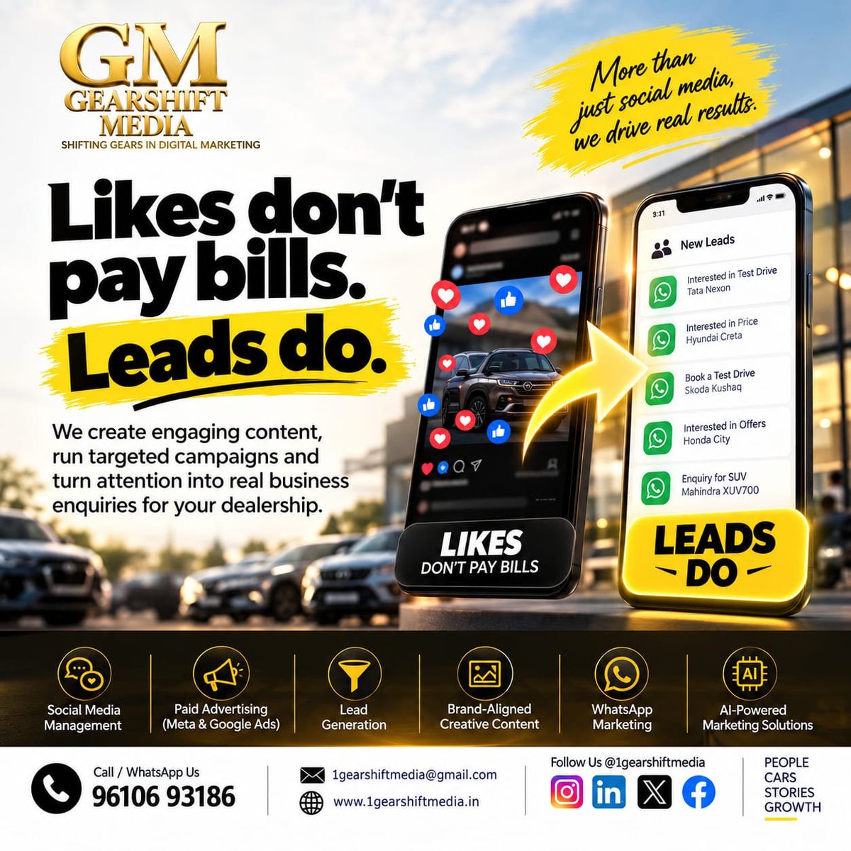 1GearshiftMedia's tweet photo. Turn attention into enquiries with targeted campaigns, compelling creatives and smart digital marketing.

Stop chasing likes. Start generating leads.

#GearshiftMedia #LeadGeneration #AutomotiveMarketing #DigitalMarketing https://t.co/MvXrJtH2M1