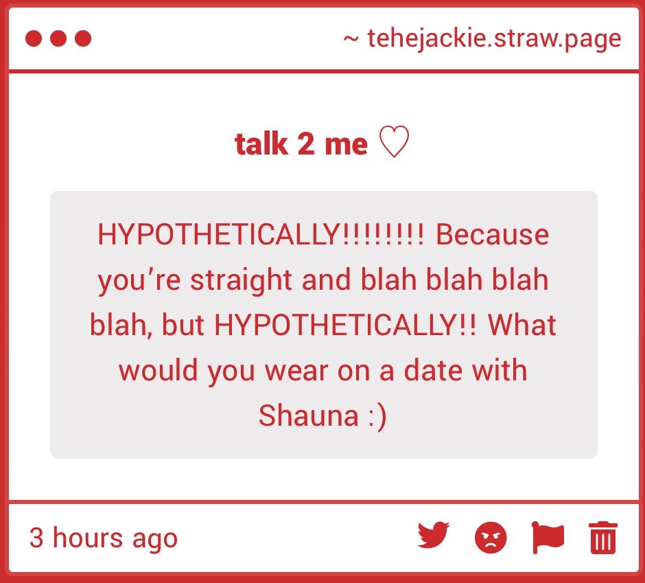 tehejackie's tweet photo. I like to wear a lot of lace when I’m on a date! I usually go to her to make sure I look good, so I guess I’d have to ask someone else if it looks good if Shauna was the date in question… maybe van and lottie https://t.co/PtIqmGV0z6
