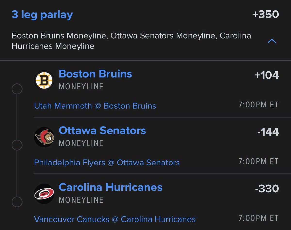 carl2_r's tweet photo. NHL ML Parlay

Good Luck If Tailing🍀 https://t.co/gj0KXXO7BD
