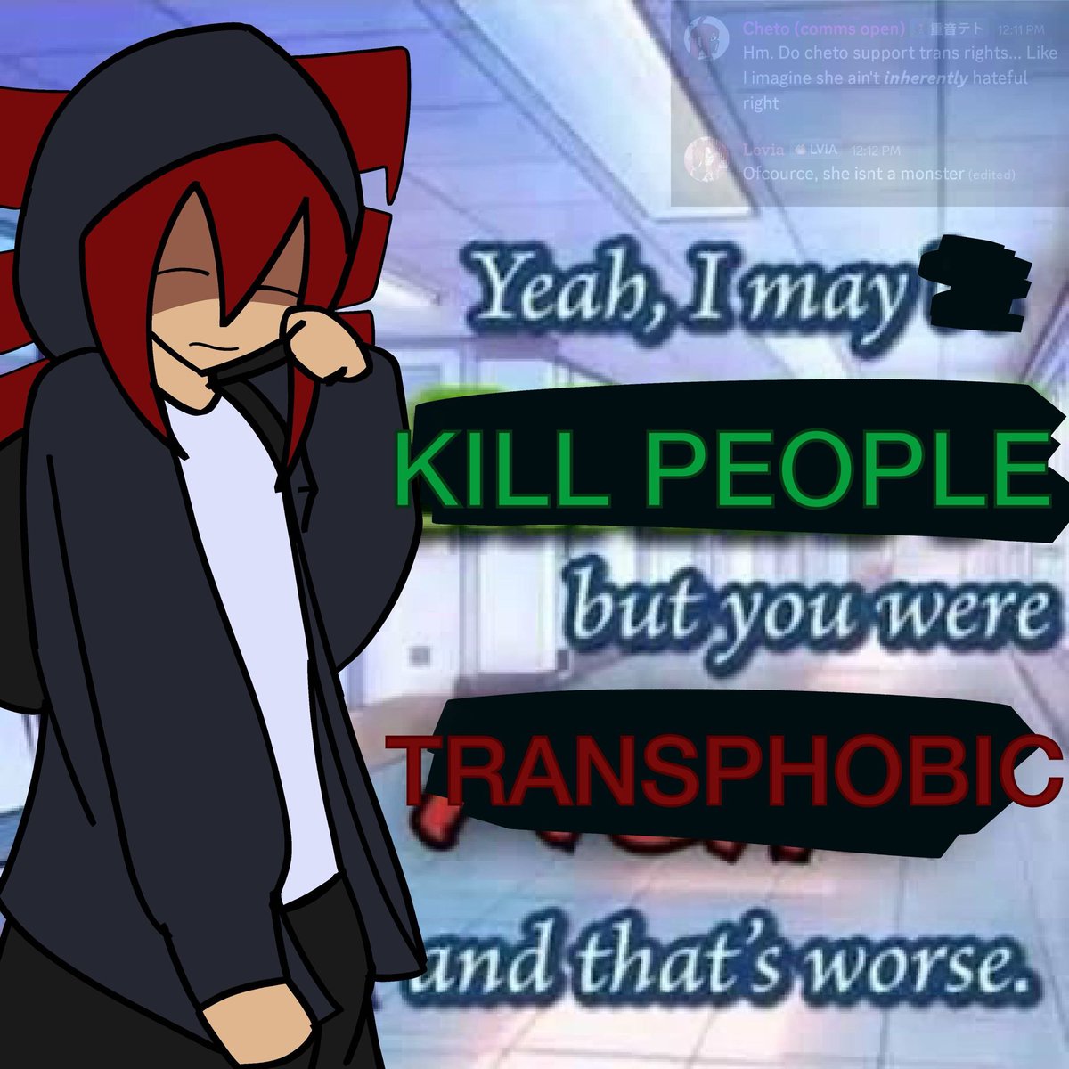 CHAT_TETO's tweet photo. I support trans rights and if you don't you can die in a ditch https://t.co/aWop3w6Hnq