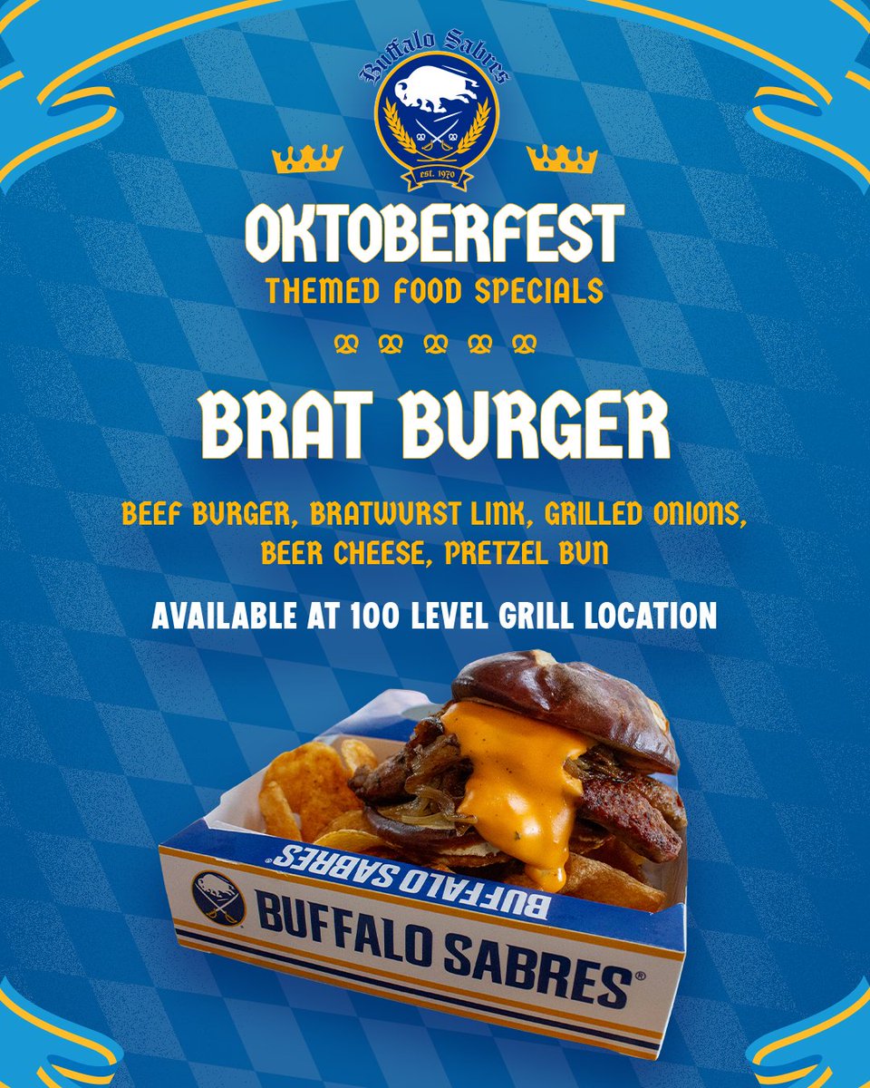KeyBankCtr's tweet photo. Prost!

Get all the Oktoberfest eats at the Sabres game tonight! 😋 https://t.co/R083Xw91FX