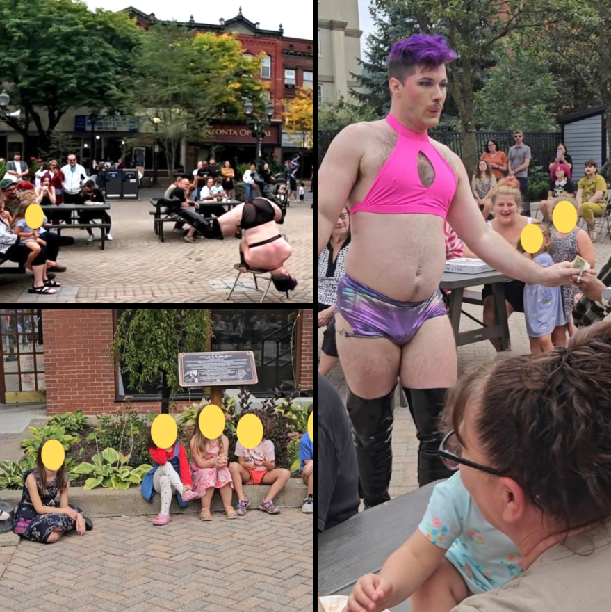 libsoftiktok's tweet photo. OMG. The City of Oneonta, NY, approved a festival that featured drag queens dancing s*xually in front of CHILDREN with hardly any clothes on.

Local residents are FUMING and have started a petition to have drag shows BANNED.

This is absolutely disgusting

📸Sam Judd on FB https://t.co/mNOU5ex6bE
