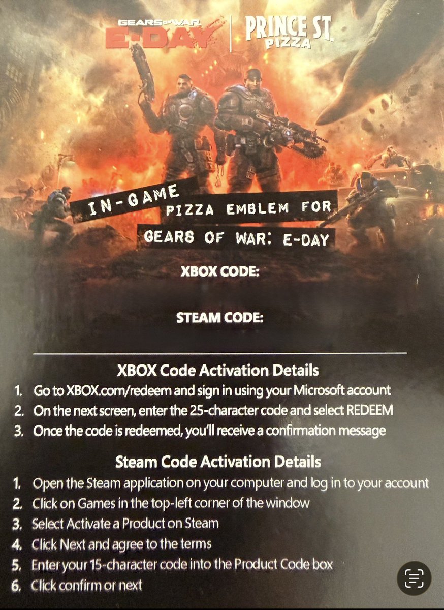 mellowmcs's tweet photo. ‼️GIVEAWAY DE EMBLEMA DE PIZZA PARA GEARS OF WAR: E-DAY‼️

⬇️ Requisitos para entrar ⬇️

• Follow @mellowmcs
• Like &amp; Repost

Solo 1 Ganador Elegido el 9 de Oct. 6pm CT

El ganador escoge si quiere su código para Steam o Xbox https://t.co/TrDkEyMhm6
