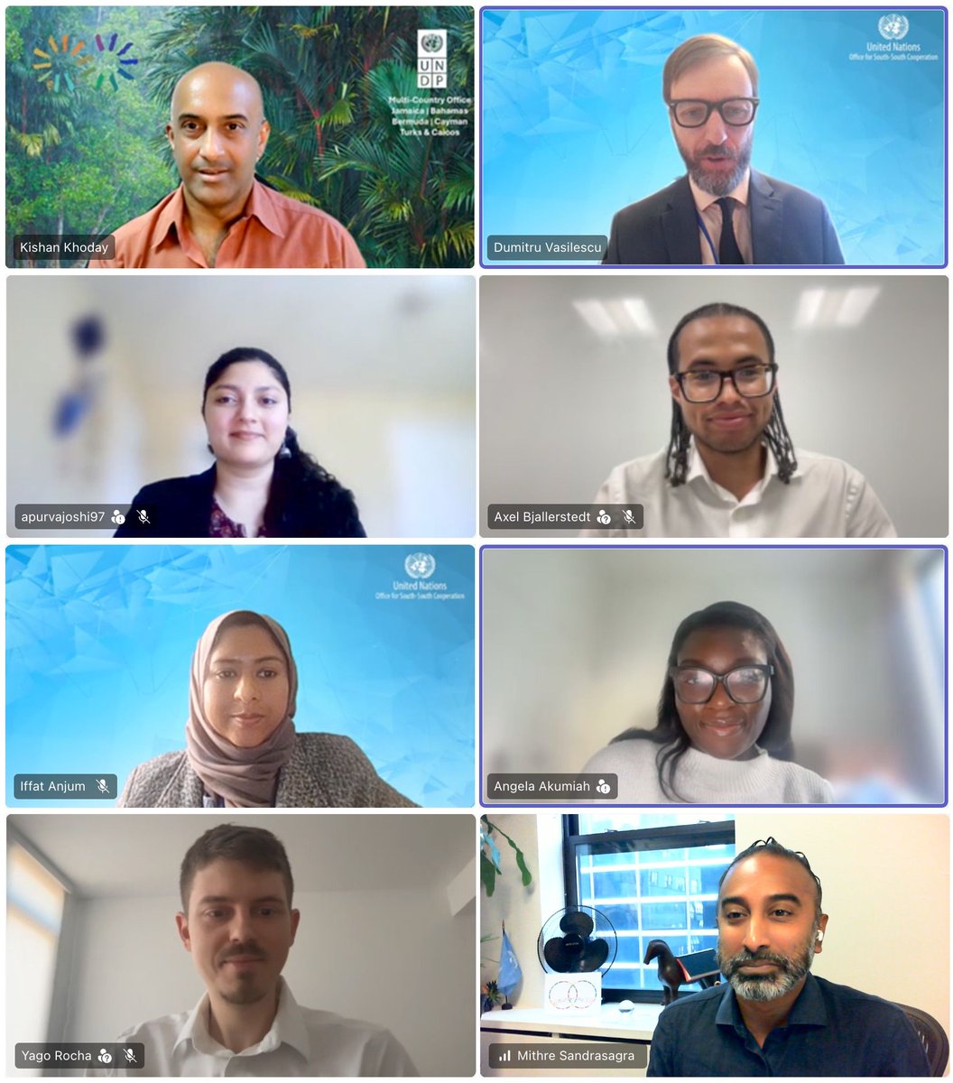 UNOSSC's tweet photo. Ahead of #COP31, students engaged in the UNOSSC–@NYU Consulting Practicum, “From Sevilla to 2030+: Financing Climate Resilience in the Global South,” interviewed Kishan Khoday, @UNDP Resident Representative for The Bahamas, Belize, Bermuda, Cayman Islands, Jamaica and Turks & Caicos.

Through the practicum, the students are examining how global financing commitments can translate into practical support for least developed countries, landlocked developing countries and small island developing States. Their work combines research and practitioner perspectives with scenarios looking towards 2040 to identify choices policymakers can make today.

Today’s conversation explored climate finance, South-South cooperation, and how resilience funding can reach households, farmers, and small businesses.

We are grateful to Mr. Khoday (@KishanKhoday) for sharing his insights, and to Angela Akumiah, Axel Bjallerstedt, Yago Rocha, and Apurva Joshi for leading the conversation!

#UNOSSC #NYU #UNDP #ClimateFinance #SouthSouthCooperation