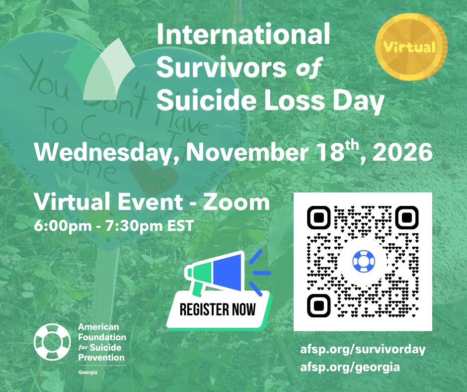 AFSP_GA's tweet photo. You are welcome here. 💙 Join AFSP Georgia for International Survivors of Suicide Loss Day—a time for remembrance, connection &amp; hope.

🕯️ Virtual: 11/18, 6–7:30 PM: https://t.co/uBYkmvs3kj
🕯️ In-person: 11/21, 9 AM–12 PM: https://t.co/jrvMZliDso https://t.co/J8WLqMV5fG