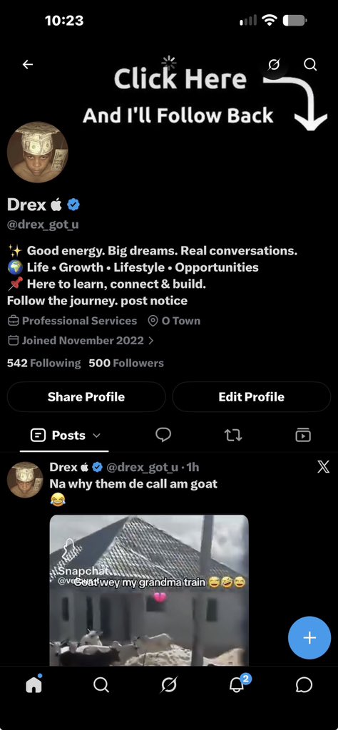 drex_got_u's tweet photo. Congrats to me 
500 followers in the first 3 days 💪💪 https://t.co/DuqeyIk4ro