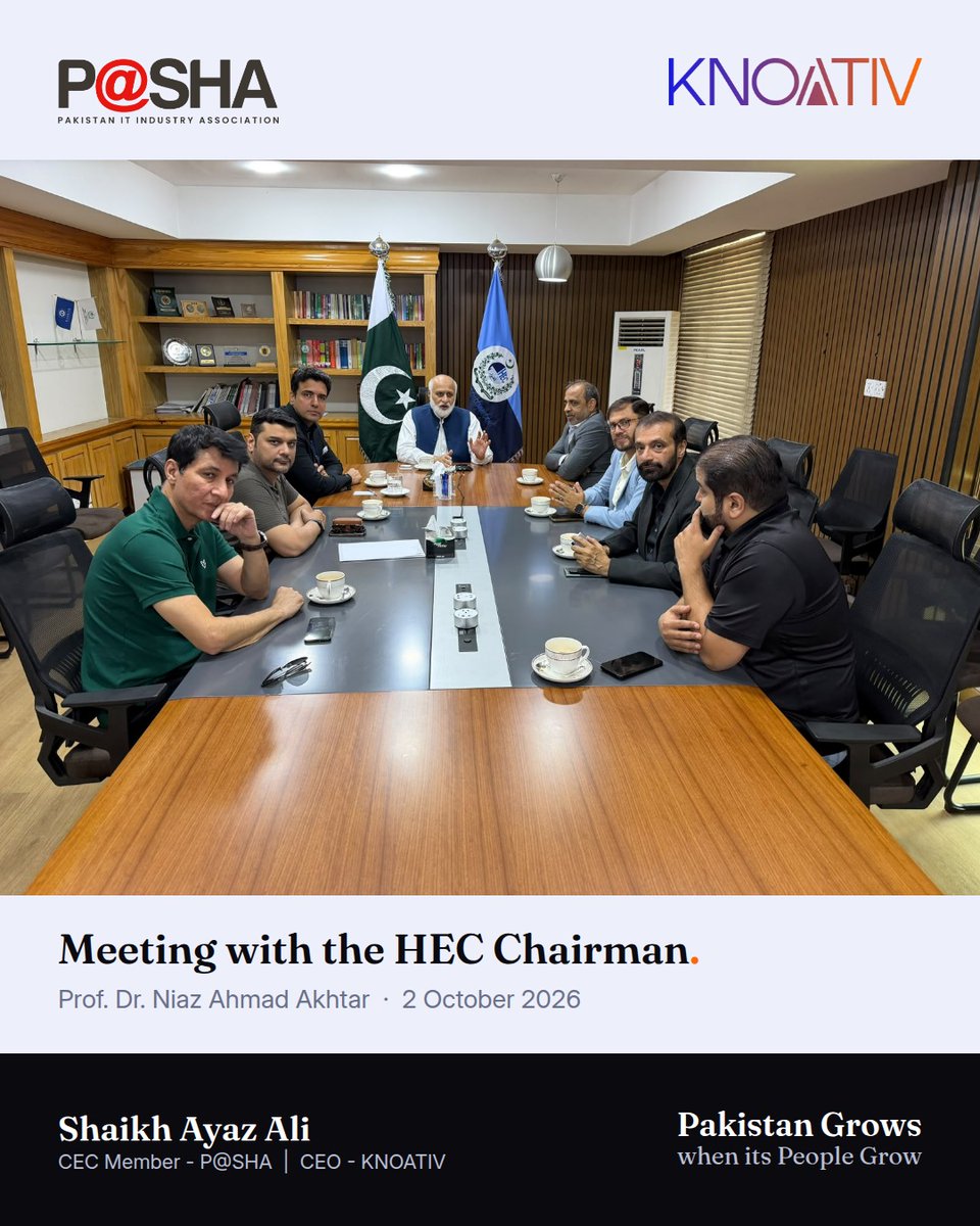shaikhayazali's tweet photo. On 2 October we met the Chairman of HEC, Prof. Dr. Niaz Ahmad Akhtar.

The topic: the role of education.

A question for people who hire: what is the 1 skill you wish every graduate arrived with?

@hecpkofficial @PASHAORG https://t.co/kjOa4ajf1k