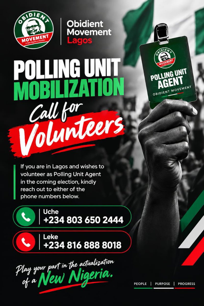 ifesalakooffice's tweet photo. Volunteer to be a Polling Unit Agent in Lagos.

Reach out to the numbers on the flier.

2027, we are winning elections from polling unit.

Ire o✌🏾 https://t.co/OY02QQXuQC