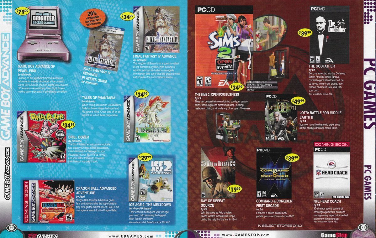 NostalgiaFolder's tweet photo. EB Games/GameStop ads from 2006 https://t.co/YY8KI96yUO
