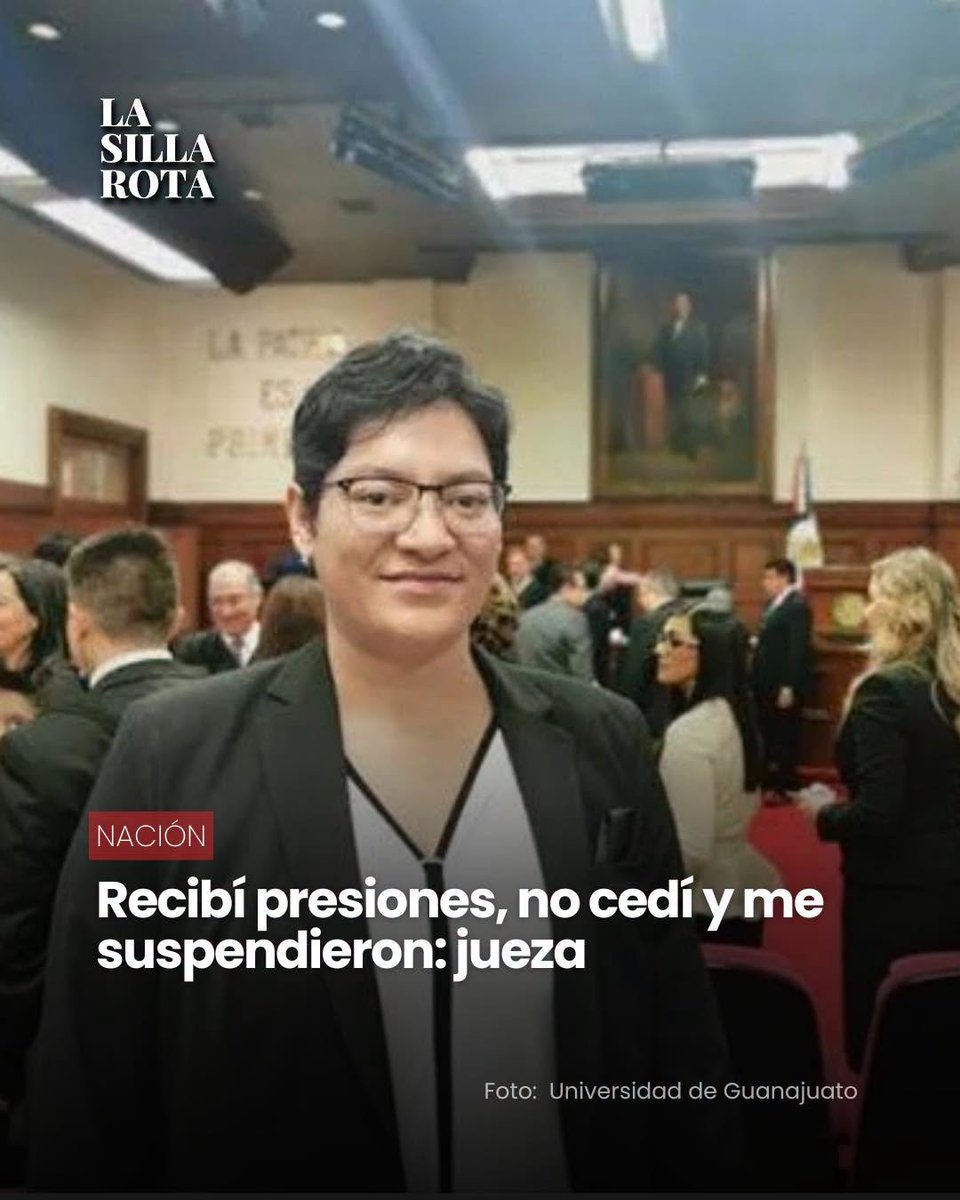 GARCIPAVON's tweet photo. Otra jueza más suspendida, porque no le conviene al régimen.
La jueza Segunda de Distrito en Zacatecas, María Citlallic Vizcaya Zamudio, fue notificada este 7 de octubre de su suspensión por parte del Tribunal de Disciplina Judicial.
En entrevista con La Silla Rota, la juzgadora vinculó la decisión con resoluciones judiciales que, asegura, han generado inconformidad en el gobierno estatal: “He tenido varios asuntos que han incomodado al gobernador David Monreal, el famoso de la suspensión de corridas taurinas, el del segundo piso, el de las pensiones de ISSSTEZAC y muchos otros”.
✍️  La Silla Rota