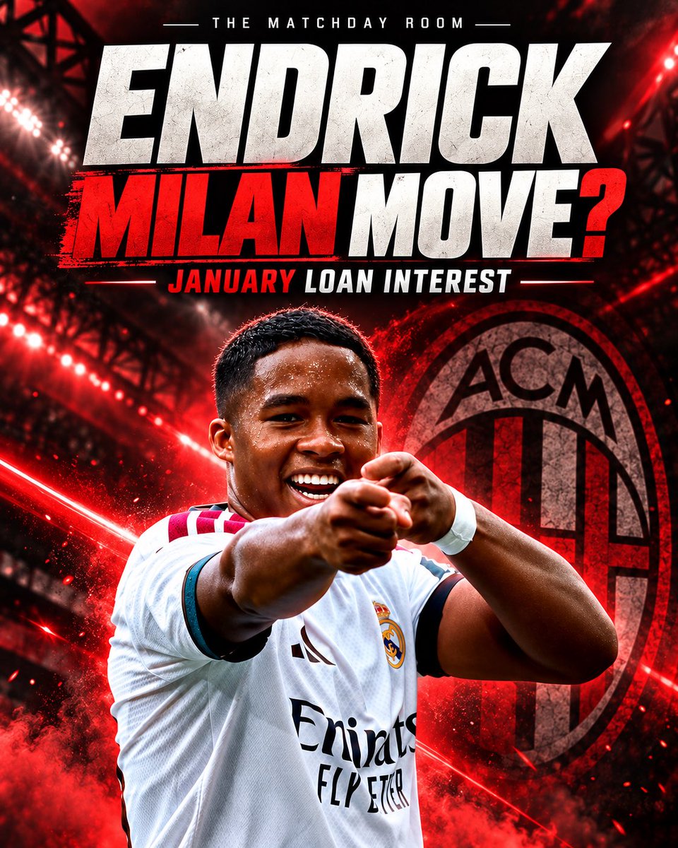 Josepintor80451's tweet photo. 🔴⚫ Endrick to AC Milan in January? 👀🇧🇷

Milan are interested in a loan, and Endrick is reportedly open to the move as he looks for more playing time. Real Madrid still have to decide whether to let him leave—no deal is agreed.

Would Milan be the right place for him? 🤔

Source: @Gazzetta_it