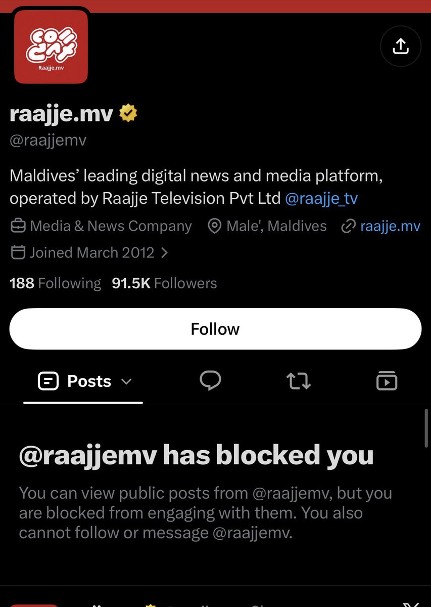 MrPresidencf's tweet photo. @Akramkdeen  Dnt know why I have been blocked this is sad , I’m normal citizen and only 12 followers I have , just what’s the use of blocking me , one hand raajje mv is censoring media ro certain people on othe hand muiz is also doing same , what’s the difference.tell to unblock https://t.co/MsSMmVG7Sg