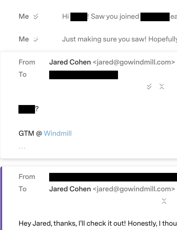 jaredccohen's tweet photo. [name]? 

sending that ^ as a last-resort bump email is the most effective sales technique i've ever learned

it evokes an emotional response in the recipient because people are not used to seeing their name in such an exposed manner. it's almost alarming

the format also breaks their pattern recognition of what cold outreach looks like, and therefore breaks their autopilot response to said outreach

this has either revived or generated at least one deal per month for me, no exaggeration